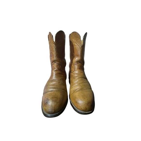 Justin Vintage Brown Leather Roper Style 3420 Cowboy Boots Mens Size 9.5 EEE USA main image 7